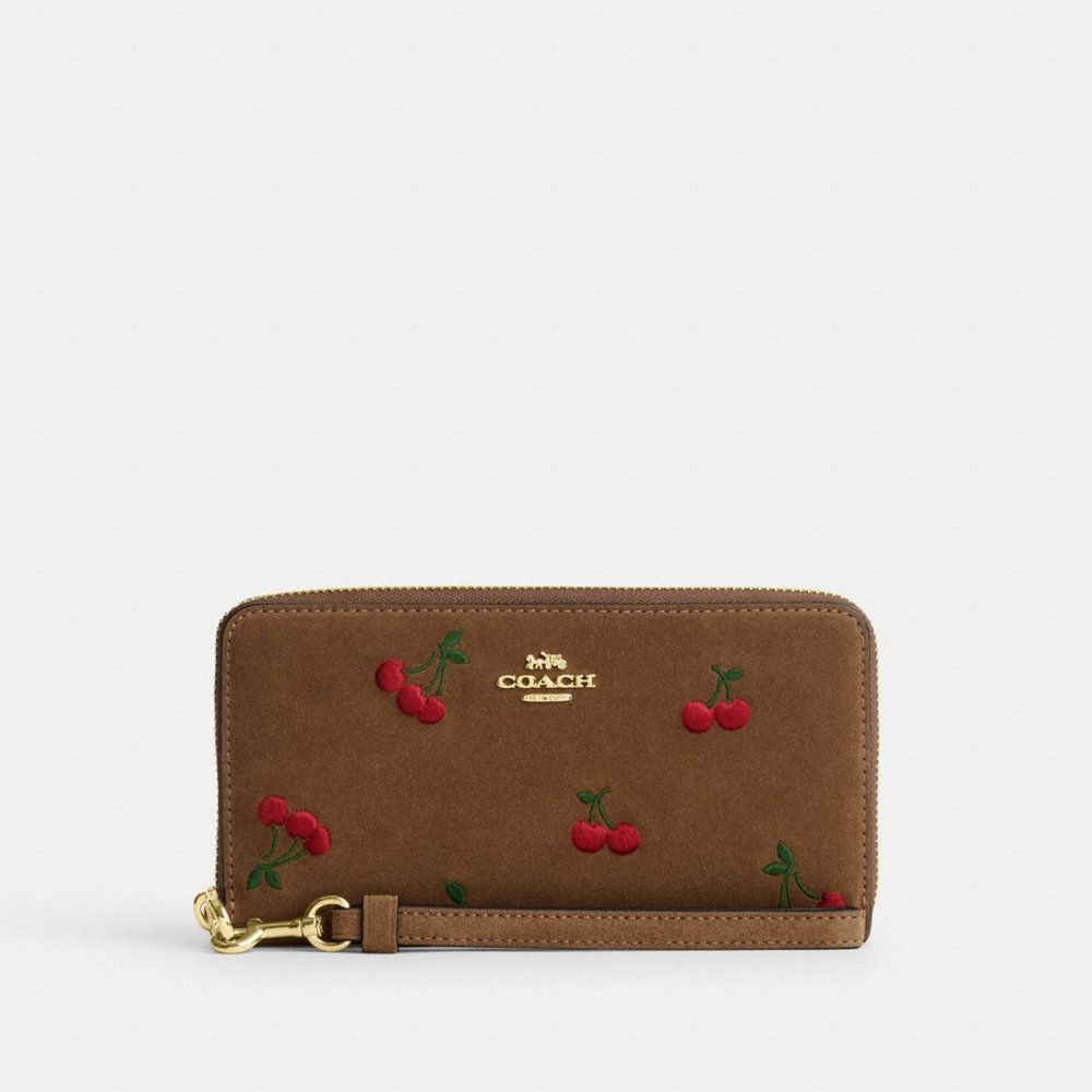 Coach Outlet Long Zip Around Wallet With Cherry Embroidery - Preorder