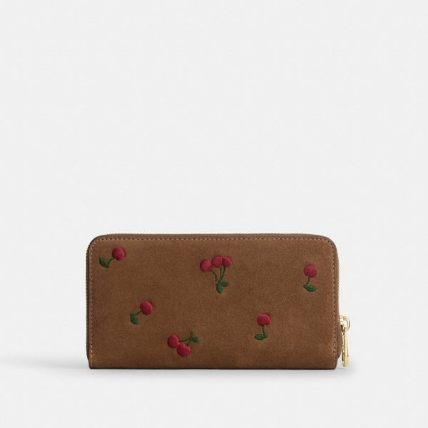 Coach Outlet Long Zip Around Wallet With Cherry Embroidery - Preorder
