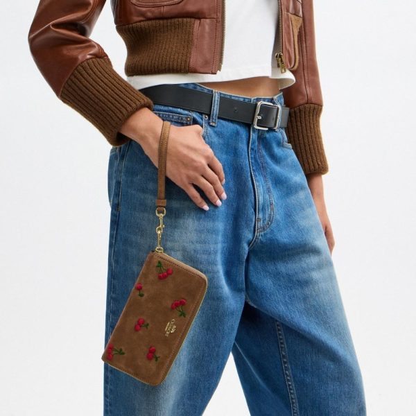 Coach Outlet Long Zip Around Wallet With Cherry Embroidery - Preorder