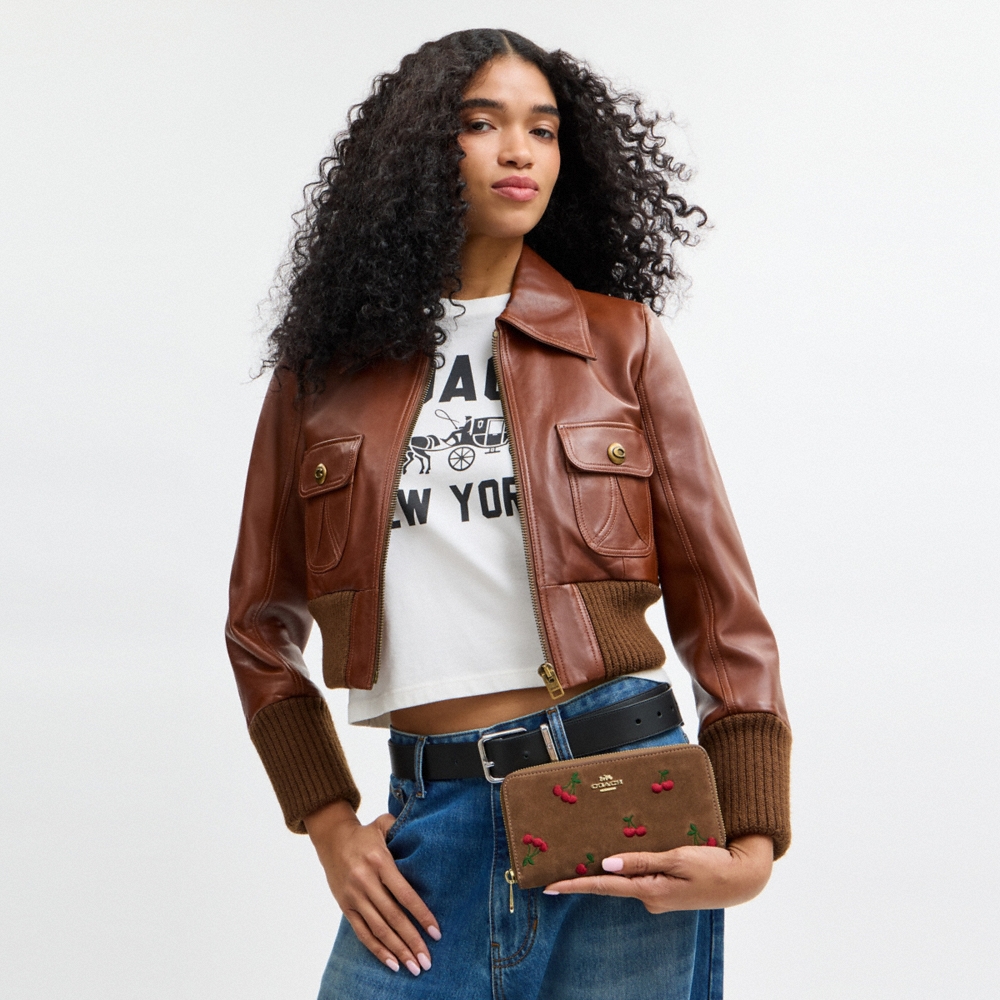 Coach Outlet Long Zip Around Wallet With Cherry Embroidery - Preorder
