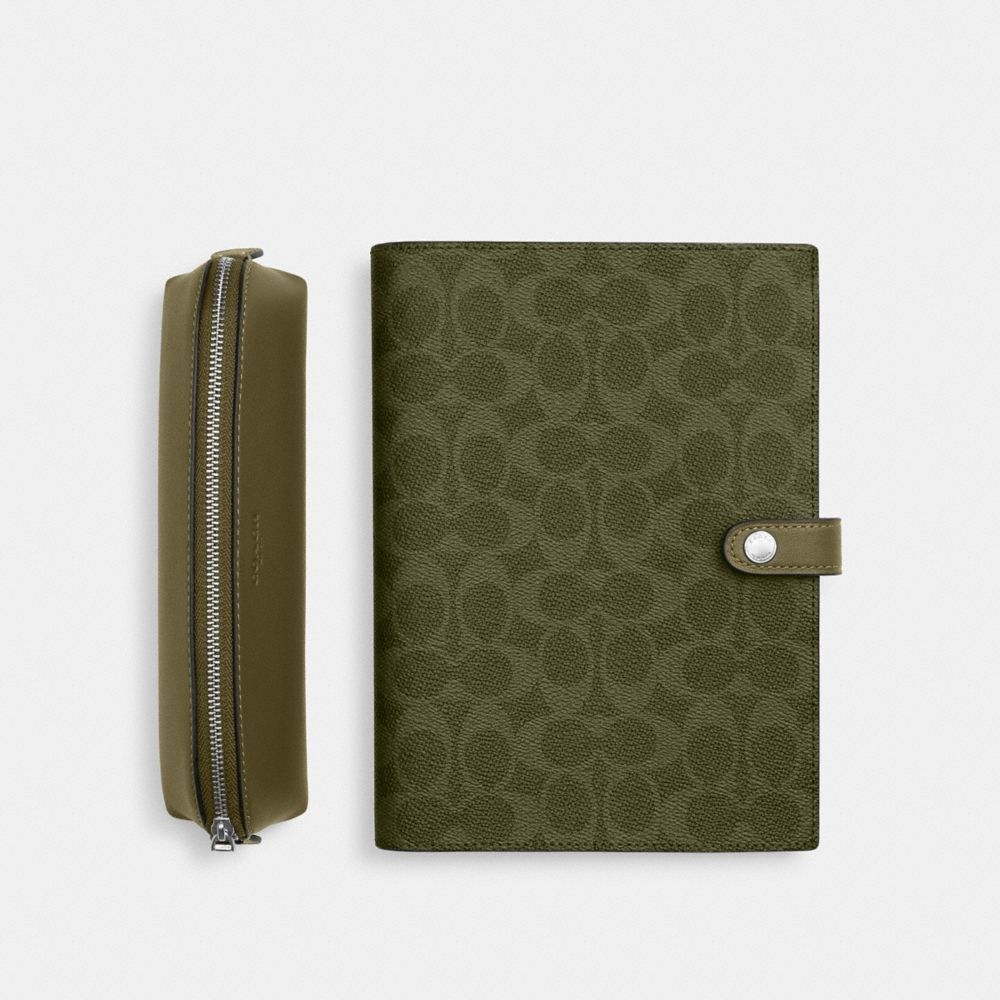 Coach Outlet Boxed Notebook And Pencil Case Set In Signature Canvas - Preorder