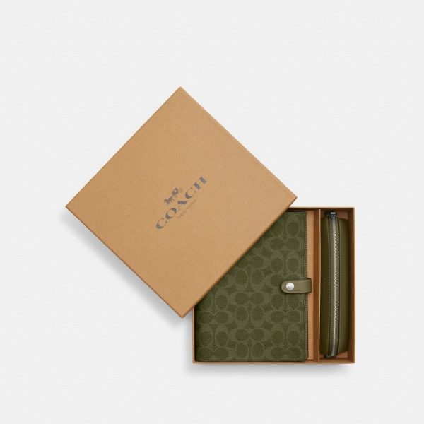 Coach Outlet Boxed Notebook And Pencil Case Set In Signature Canvas - Preorder
