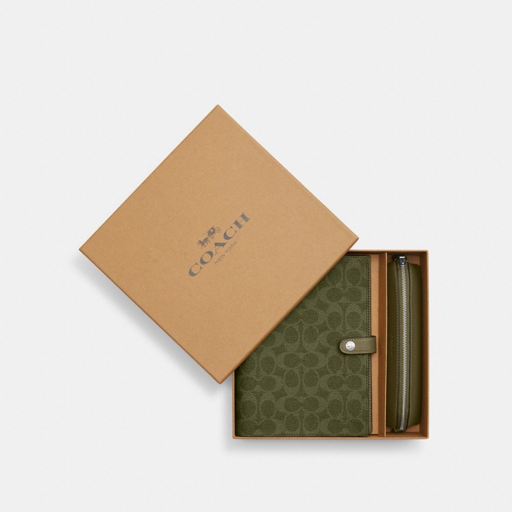 Coach Outlet Boxed Notebook And Pencil Case Set In Signature Canvas - Preorder