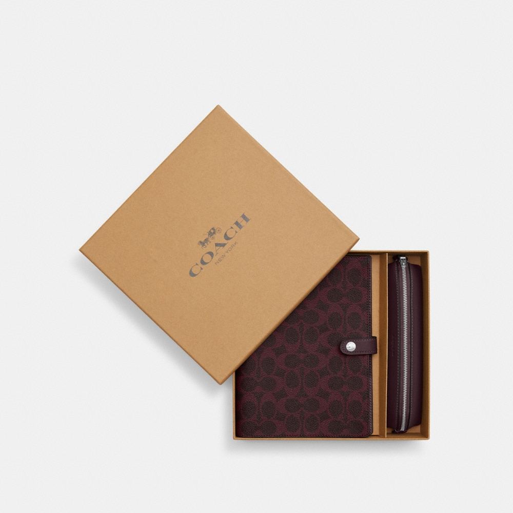 Coach Outlet Boxed Notebook And Pencil Case Set In Signature Canvas - Preorder