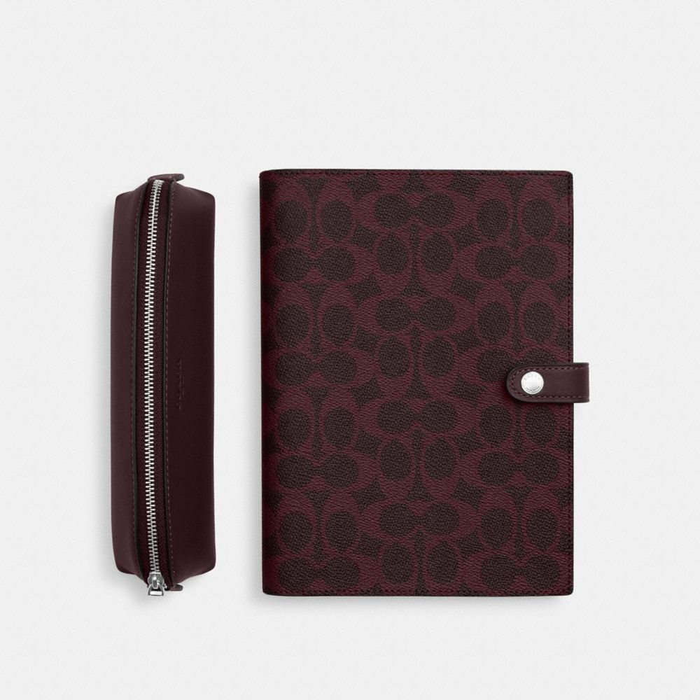 Coach Outlet Boxed Notebook And Pencil Case Set In Signature Canvas - Preorder
