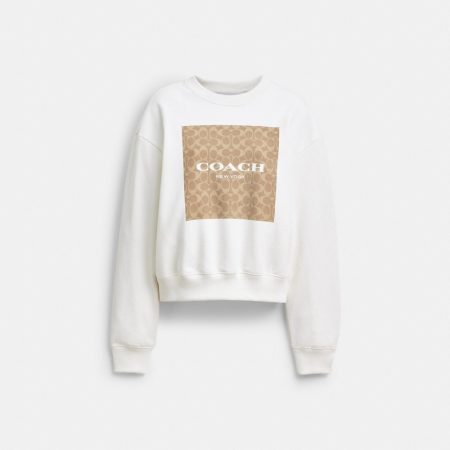 Coach Outlet Signature Square Crewneck Sweatshirt - Preorder — White