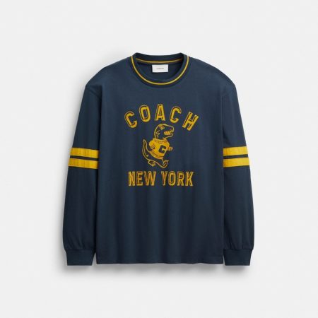 Coach Rexy Mascot Classic Long Sleeve T-Shirt In Organic Cotton - Preorder — Navy