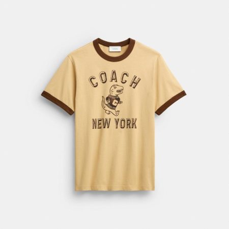 Coach Rexy Mascot Classic Ringer T-Shirt In Organic Cotton - Preorder — Beige