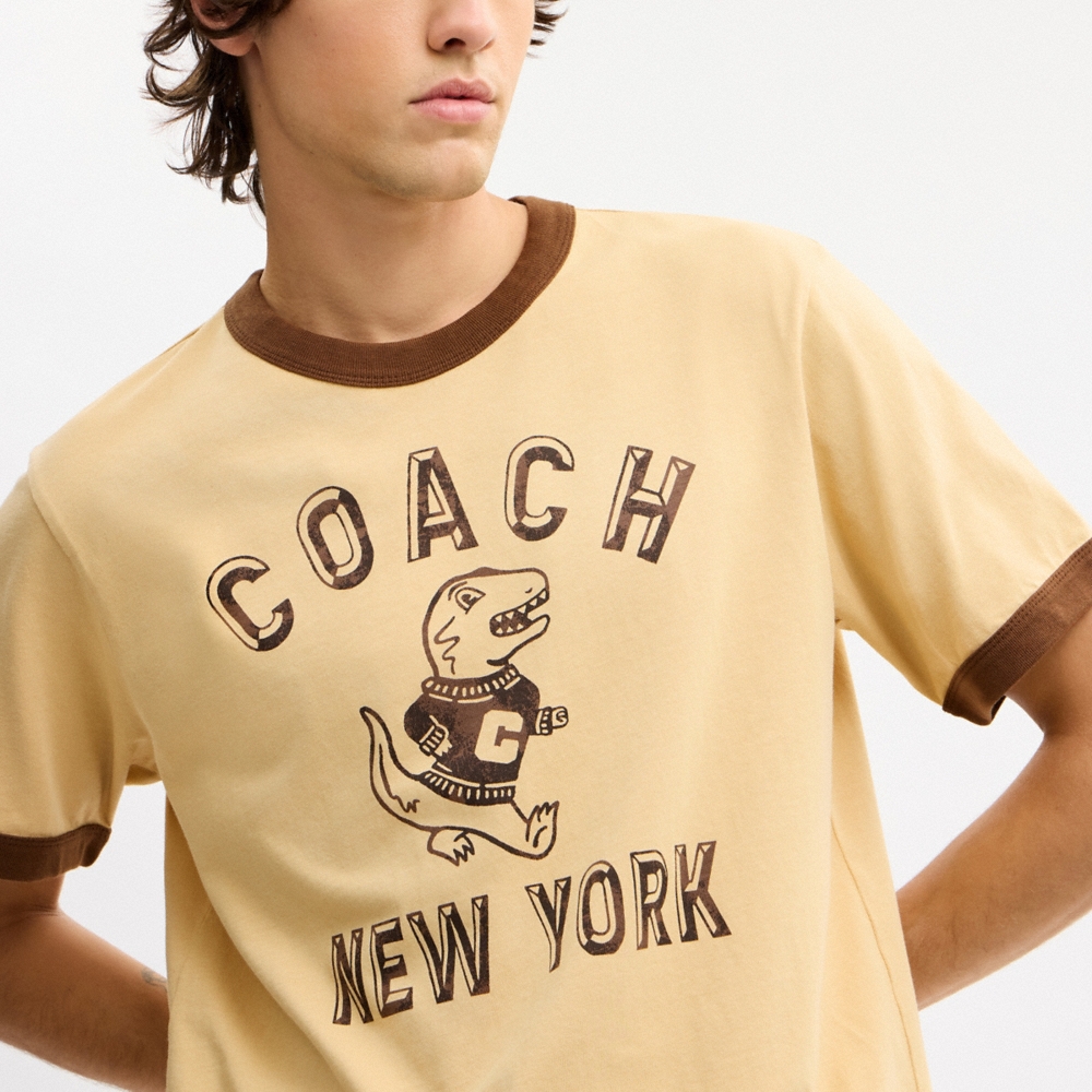Coach Rexy Mascot Classic Ringer T-Shirt In Organic Cotton - Preorder