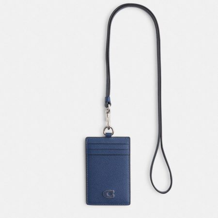 Coach Restored ID Lanyard With Signature Canvas - Preorder — Deep Blue