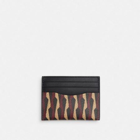 Coach Outlet Slim ID Card Case With Geometric Print - Preorder — Tan Multi