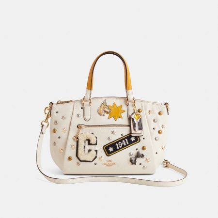 Coach Custom Elise Satchel Bag - Preorder — Brass/Chalk
