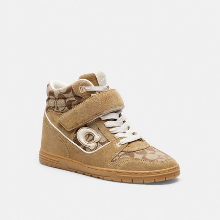 Coach Soho Wedge Heel Sneaker In Signature Canvas - Preorder — Light Taupe