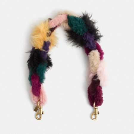 Coach Restored Short Chain Strap In Shearling - Preorder — Brass/Fun Multi