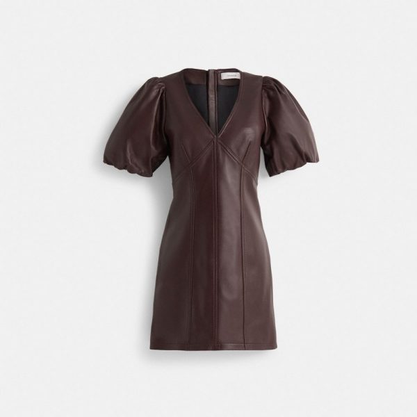 Coach Outlet Restored Leather Puff Sleeve Dress - Preorder