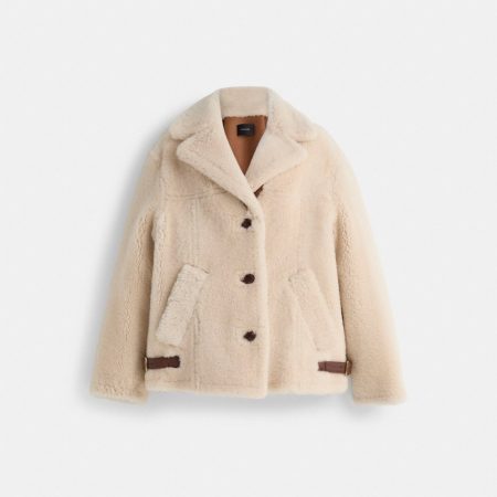 Coach Outlet Restored Shearling Cardi Coat - Preorder — Cream