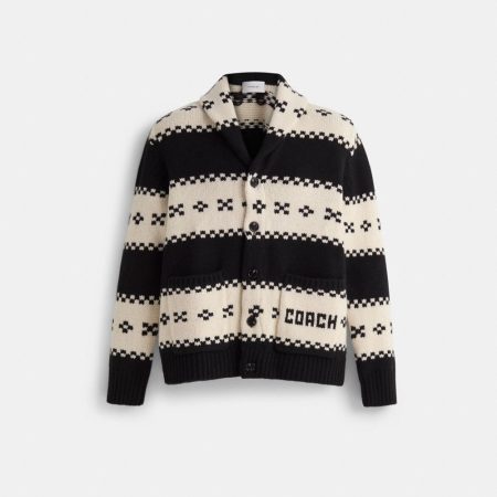Coach Outlet Restored Shawl Collar Cardigan - Preorder — Black/White