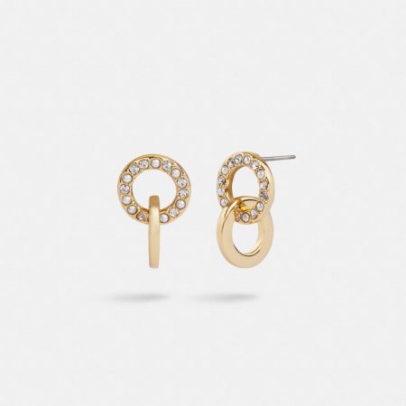 Coach Outlet Interlocking Open Circle Pearl Huggie Earrings - Preorder — Brass/Pearl