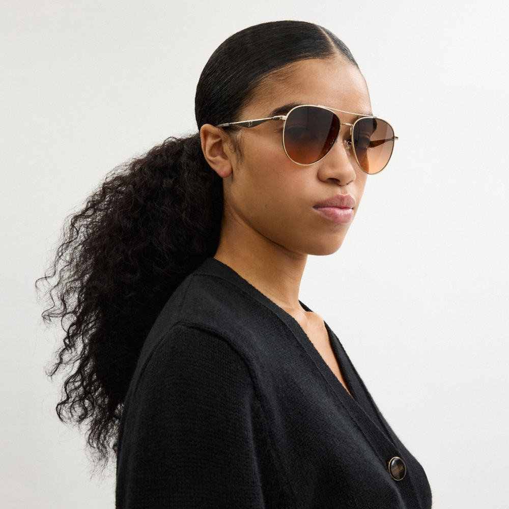 Coach C Hardware Metal Pilot Sunglasses - Preorder