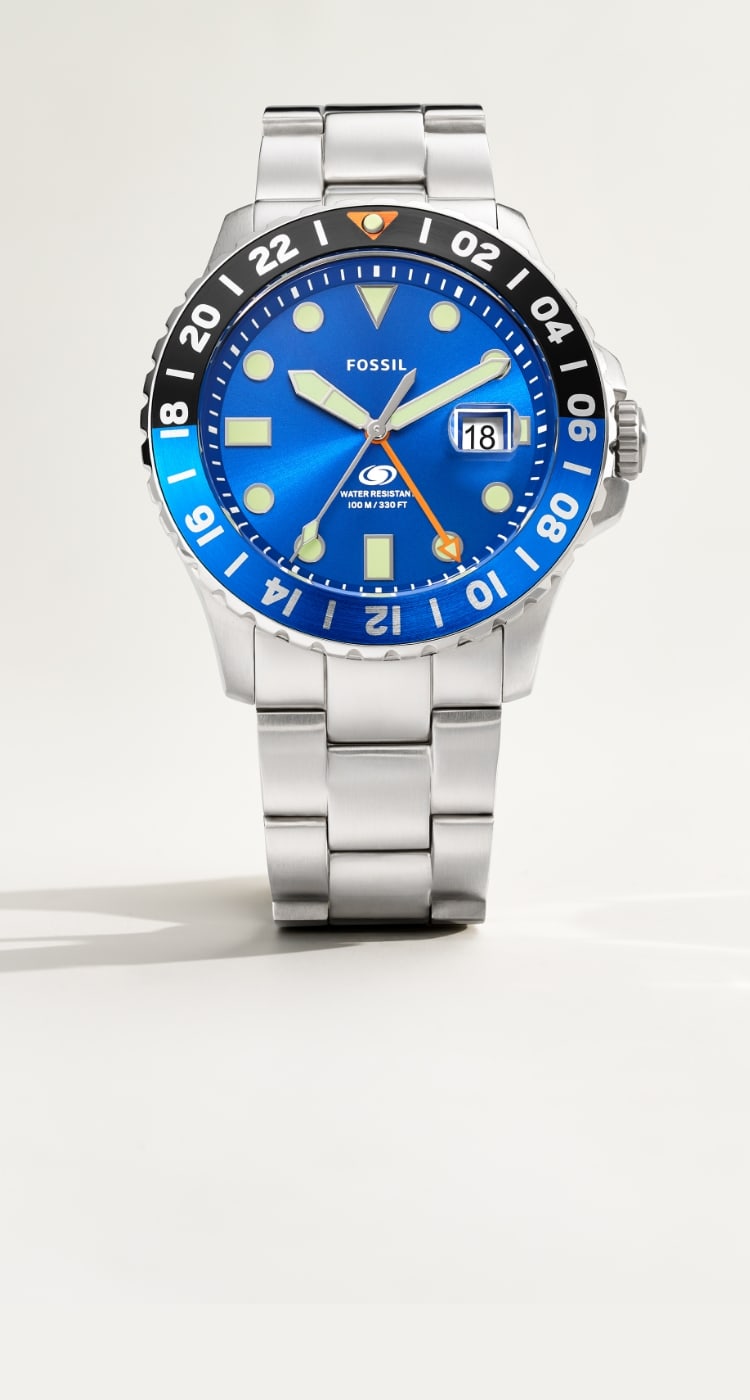 Fossil Blue GMT FS5991 stainless steel GMT watch 46mm