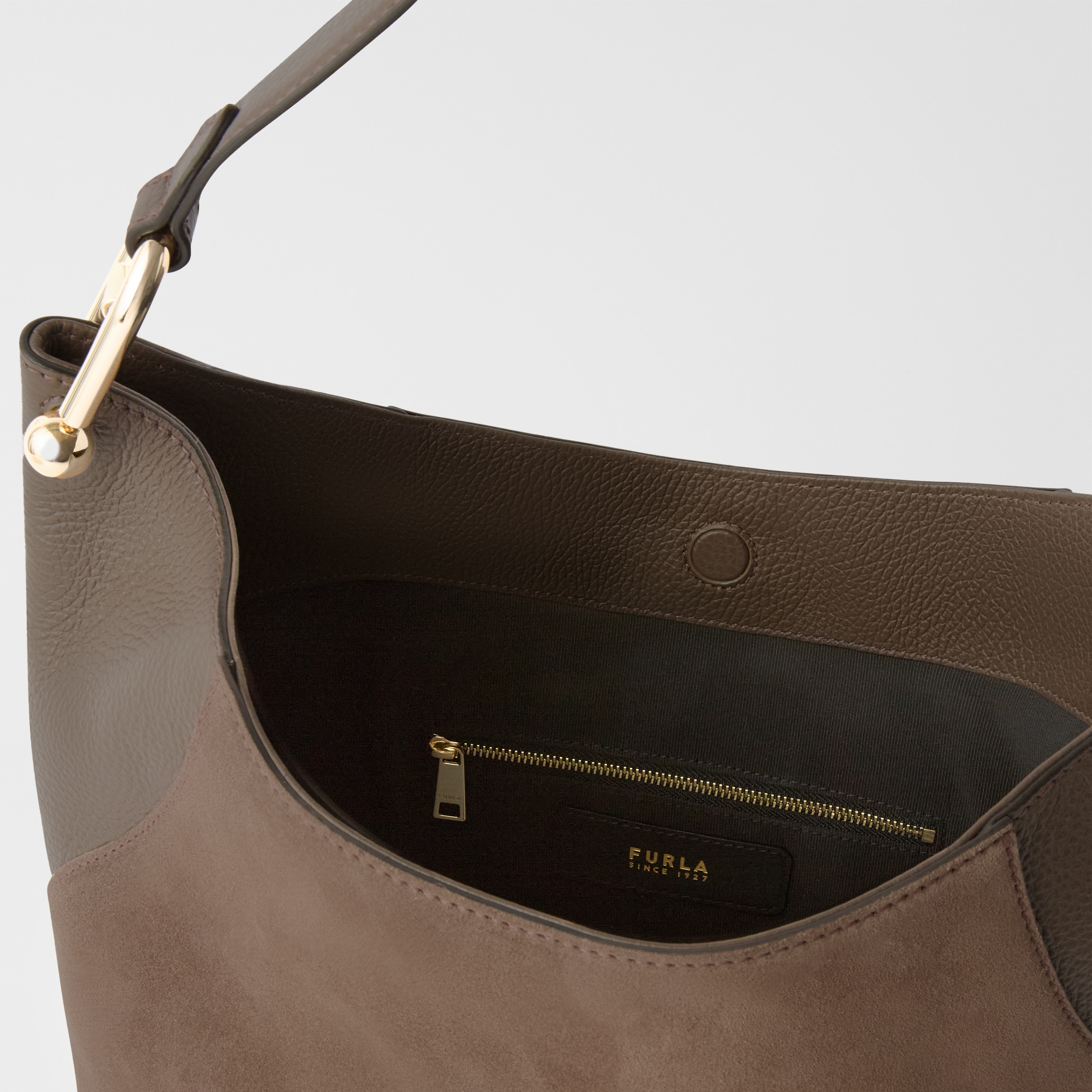 Furla Lynette Shoulder Bag L Toni Cognac suede bag 2026