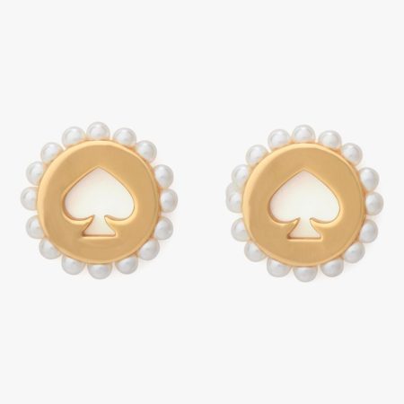Kate Spade Outlet Spot The Spade Pearl Halo Studs - Preorder — Cream/Gold