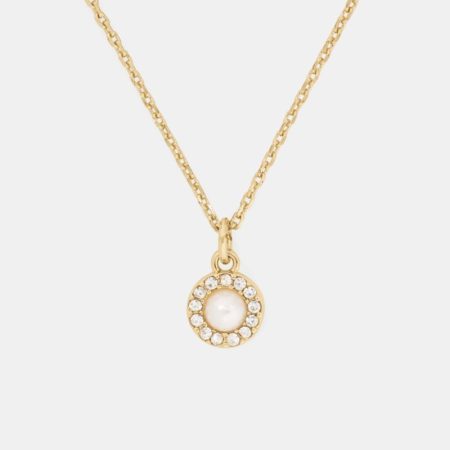 Kate Spade Outlet You're A Gem Pave Halo Pendant - Preorder — Cream/Gold.