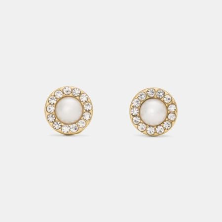 Kate Spade Outlet You're A Gem Pave Halo Studs - Preorder — Cream/Gold.