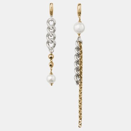 Kate Spade Outlet Chain Reaction Asymmetrical Chain Earrings - Preorder — Cream/Mixed Metal