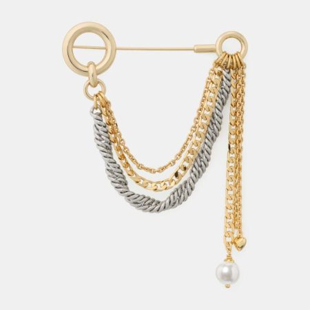 Kate Spade Outlet Chain Reaction Chain Brooch - Preorder — Cream/Mixed Metal