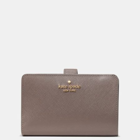 Kate Spade Outlet Textured Patent Medium Compact Wallet - Preorder — Mineral Grey