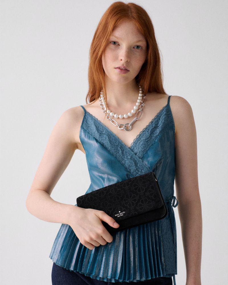 Kate Spade Outlet Ivy Spade Flower Crystal Suede Crossbody Bag - Preorder