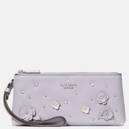 Kate Spade Outlet Wren Smooth Embellishment Wristlet - Preorder — Icy Lavender