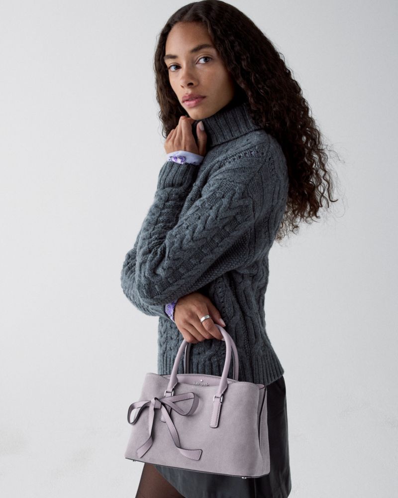 Kate Spade Outlet Thompson Street Bows Suede Small Satchel Bag - Preorder