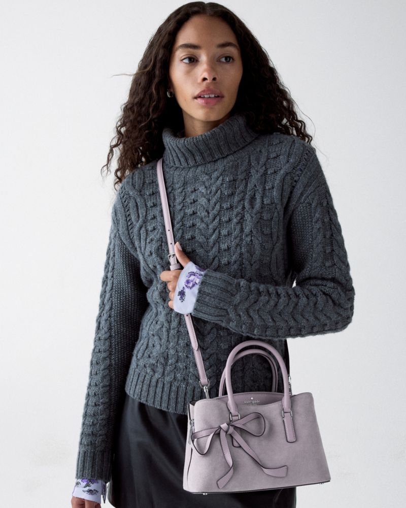 Kate Spade Outlet Thompson Street Bows Suede Small Satchel Bag - Preorder