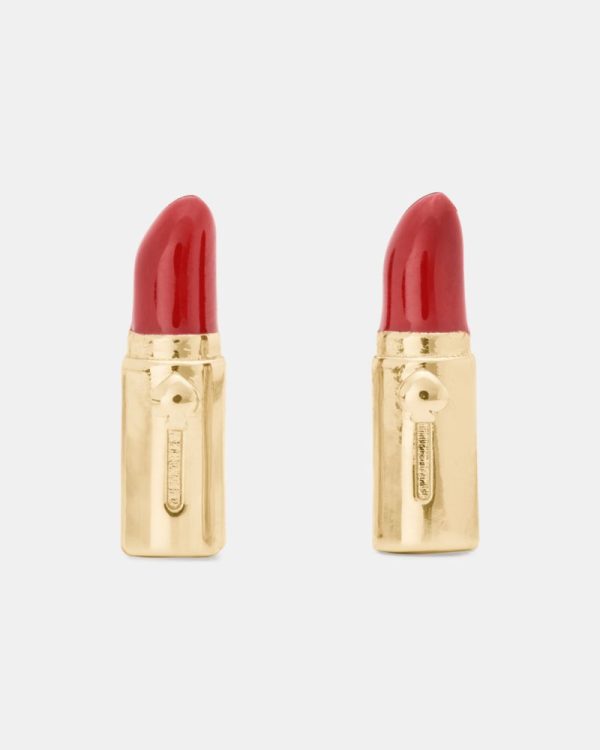 Kate Spade Outlet Caviar And Crimson Lipstick Studs - Preorder