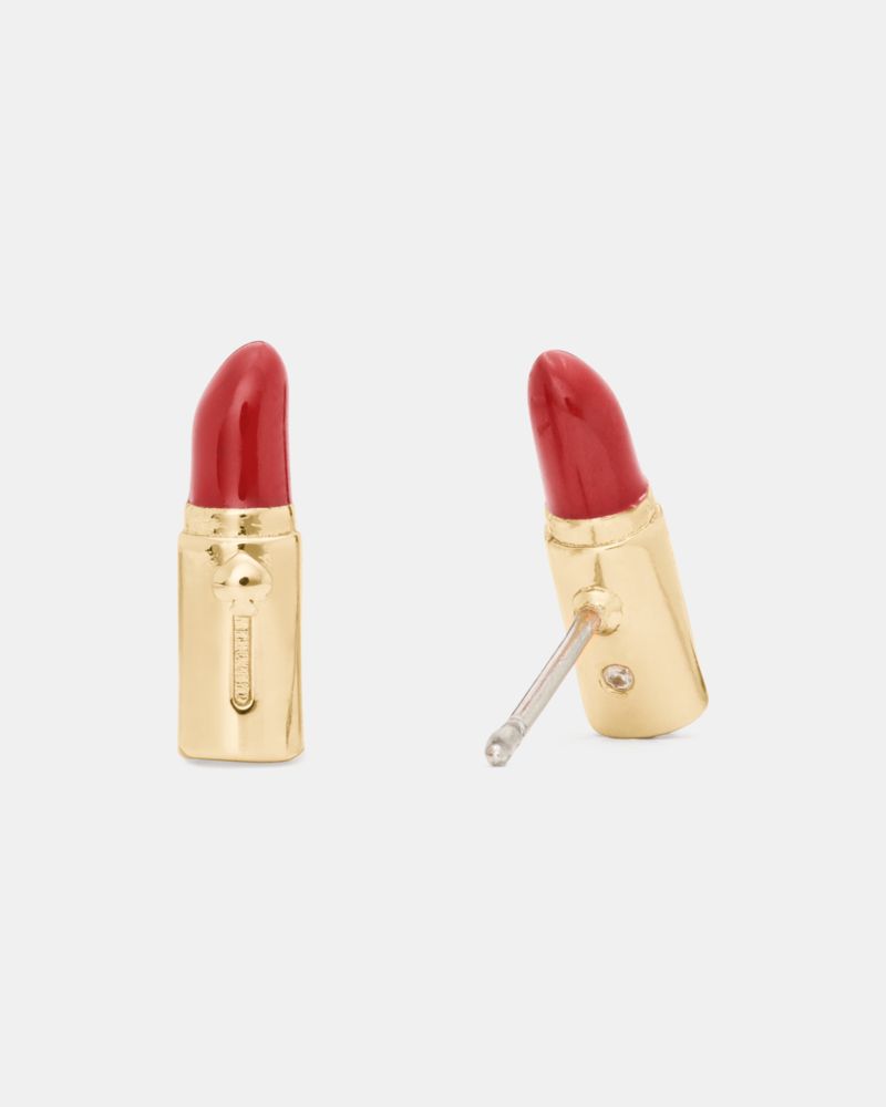 Kate Spade Outlet Caviar And Crimson Lipstick Studs - Preorder
