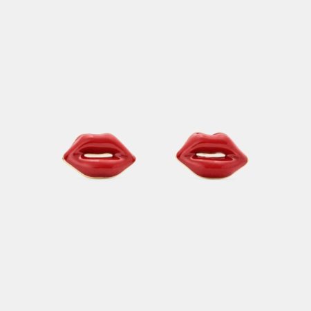 Kate Spade Outlet Caviar And Crimson Lip Studs - Preorder — Red
