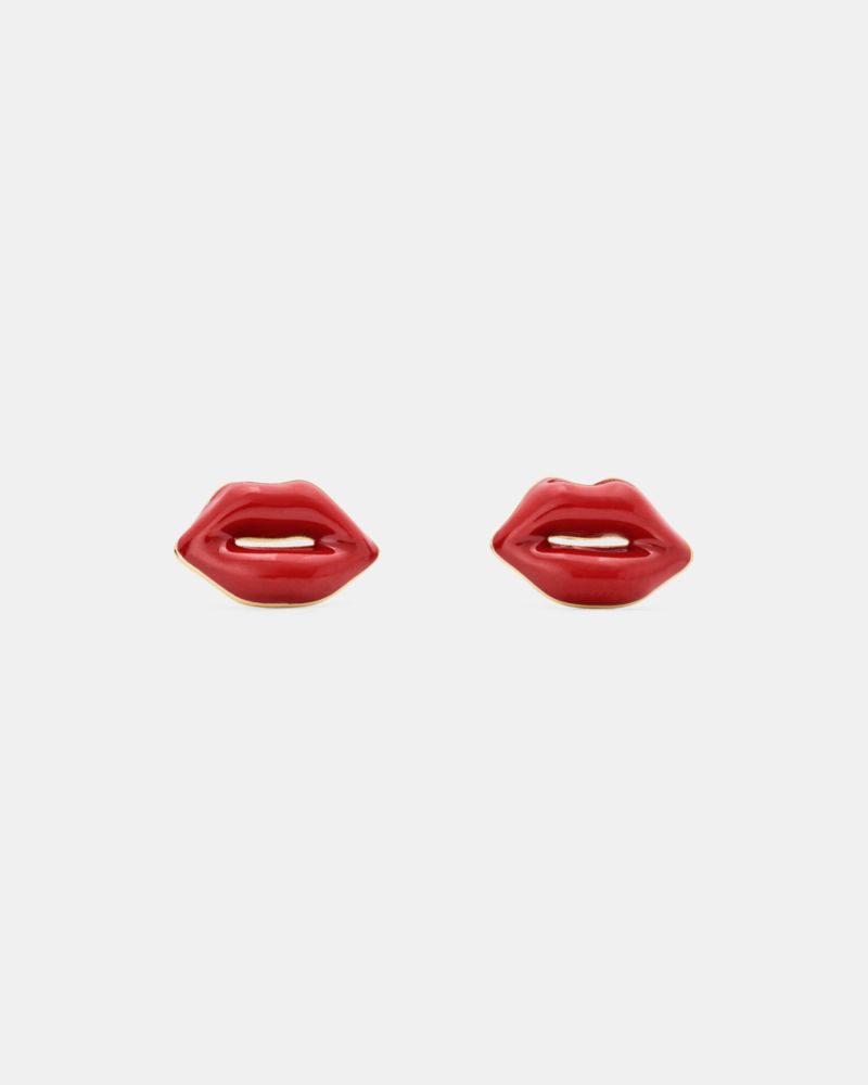 Kate Spade Outlet Caviar And Crimson Lip Studs - Preorder