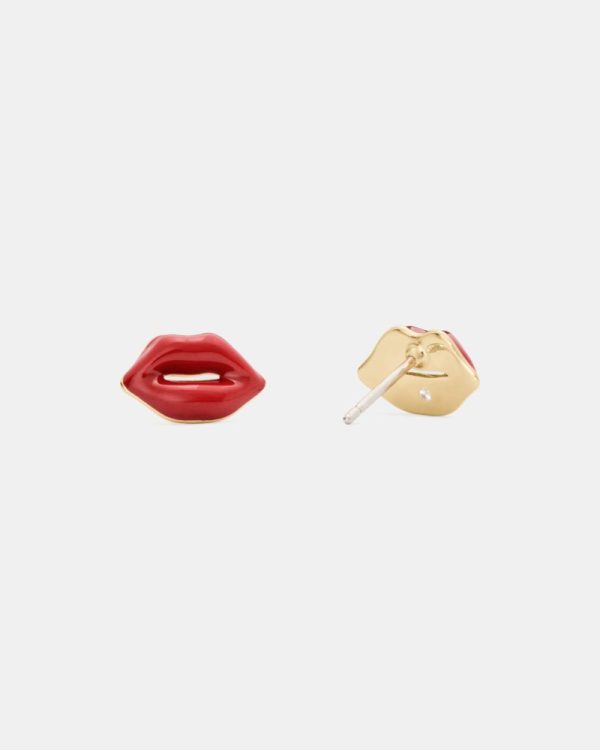 Kate Spade Outlet Caviar And Crimson Lip Studs - Preorder