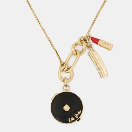Kate Spade Outlet Caviar And Crimson Statement Charm Pendant - Preorder — Multi