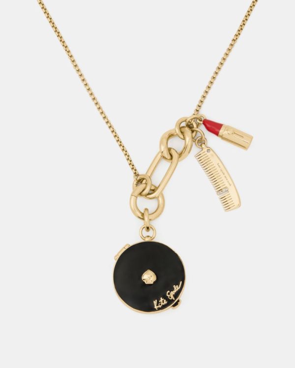 Kate Spade Outlet Caviar And Crimson Statement Charm Pendant - Preorder
