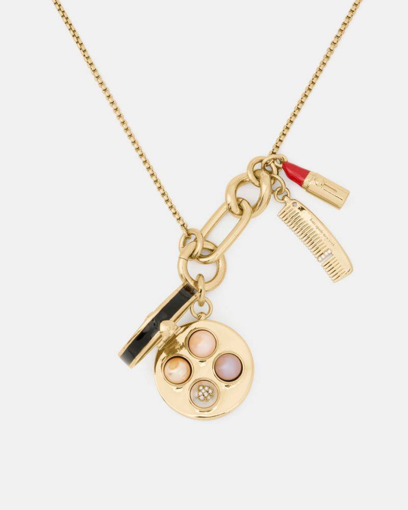 Kate Spade Outlet Caviar And Crimson Statement Charm Pendant - Preorder