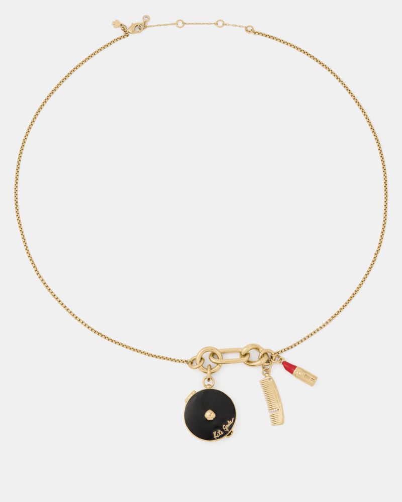 Kate Spade Outlet Caviar And Crimson Statement Charm Pendant - Preorder