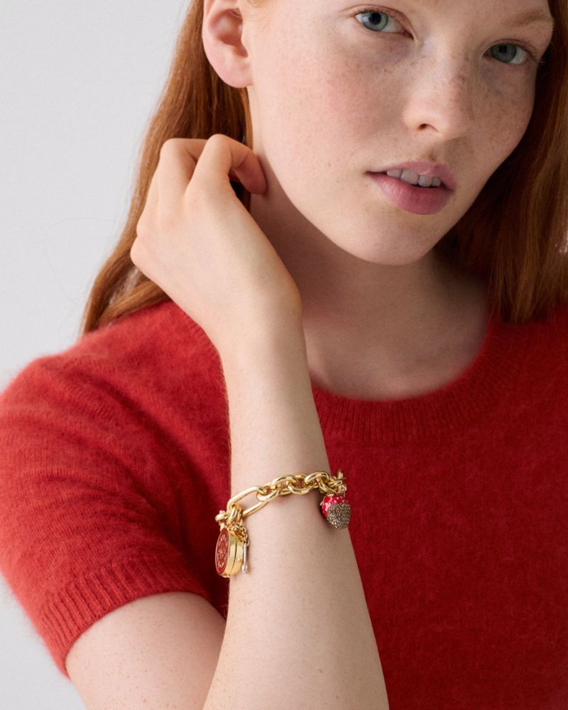 Kate Spade Outlet Caviar And Crimson Charm Bracelet - Preorder