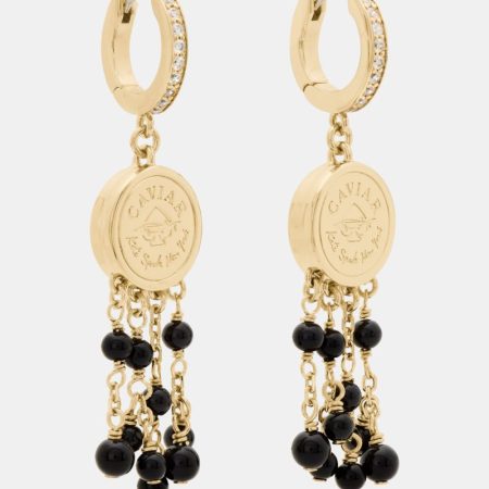 Kate Spade Outlet Caviar And Crimson Caviar Drop Huggies - Preorder — Gold