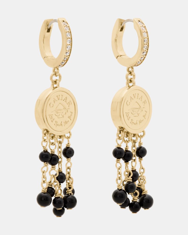 Kate Spade Outlet Caviar And Crimson Caviar Drop Huggies - Preorder