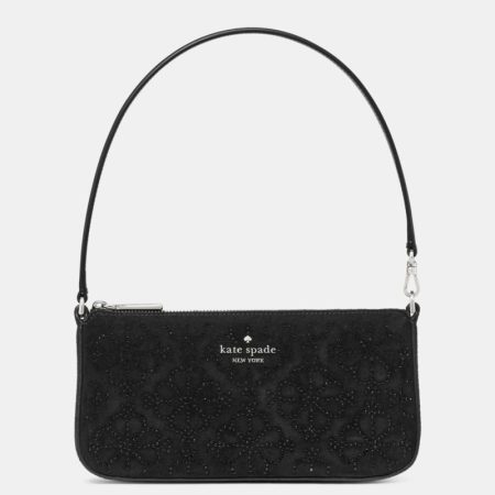 Kate Spade Outlet Gemini Spade Flower Crystal Suede Mini Bag - Preorder — Black
