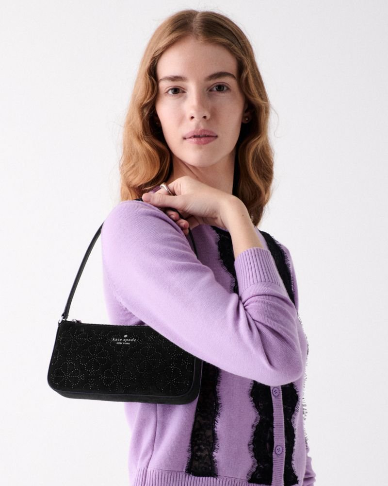 Kate Spade Outlet Gemini Spade Flower Crystal Suede Mini Bag - Preorder
