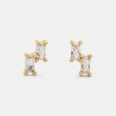 Kate Spade Outlet You're A Gem Double Baguette Studs - Preorder — Clear/Gold